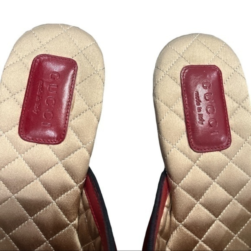 GUCCI Tiger Head Bow Red Satin Princetown Slipper Mules Size 36 - Picture 7 of 10